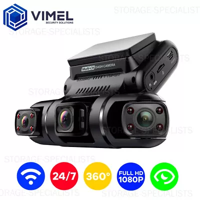 Triple Channel Dash Camera WIFI Degree Dashcam 360 View Car DVR Recorder • $199