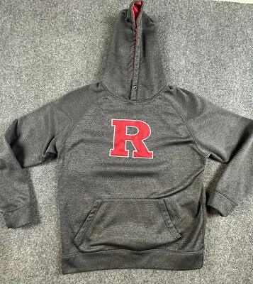 Vintage University Of Rutgers Hooded Sweatshirt Adult XL Gray Raised Embroidery  • $30