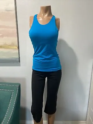 $14 • Buy Lucy Active Wear Matching Outfit Pants And Tank Size S Black /blue. #7