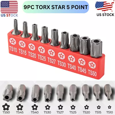 9pc Torx Star 5 Point Security Tamper Proof Driver Bit Set T10 1520252730404550 • $14.89