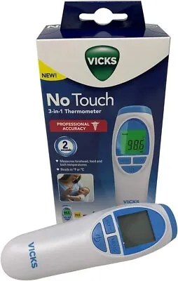 Vicks No-Touch 3 In 1 Thermometer Measures Forehead Food & Bath Temperatures 027 • $8.92