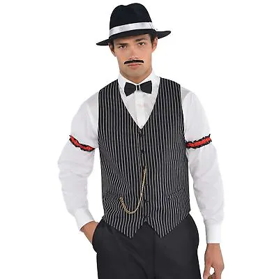 Adult Mens 1920s Gangster Mafia Pinstripe Waistcoat Vest Fancy Dress Accessory • £10.19