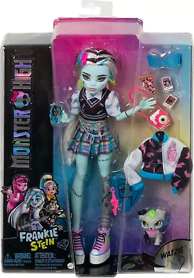 Monster High Frankie Stein Fashion Doll With Blue & Black Hair Accessories & Pet • $45.90