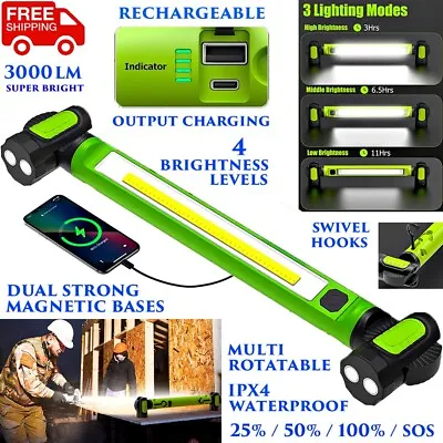 Rechargeable Underhood Work Light Magnetic Bar For Auto Repair Blackout W/ Hooks • $59.90