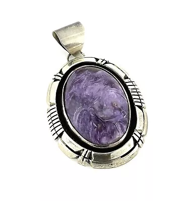 Vintage Sadie Randolph Navajo Purple Charoite Sterling Silver Pendant • $129