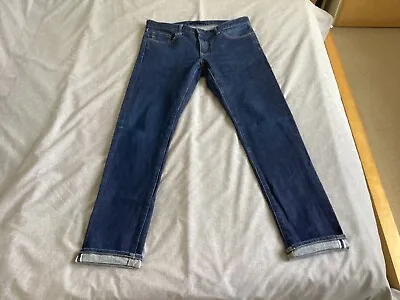 Uniqlo Japanese Selvedge Kaihara Denim Blue Slim Straight Jeans Size W34 L34 • £51