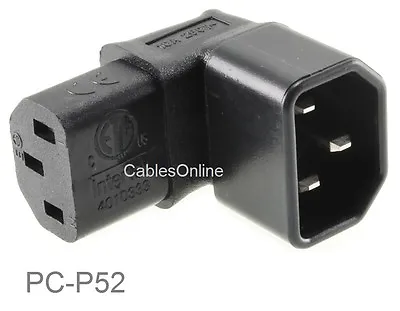 Right-Angle Down IEC 320 C14 Male To IEC 320 C13 Female Power Adapter PC-P52 • $7.95