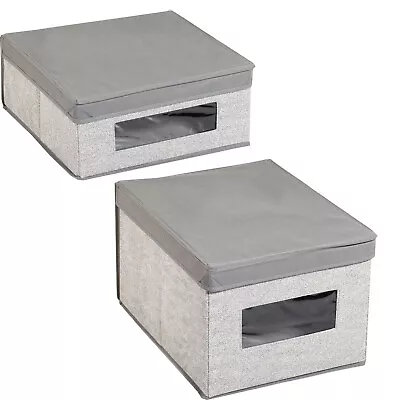 Fabric Lidded Folding Storage Box Organize Shelving Organizer Clothe Towel Shoes • £6.99