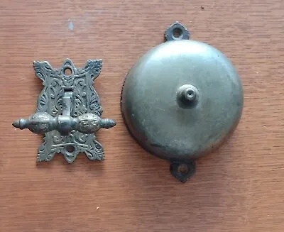  Antique Victorian Mechanical Doorbell  Fancy Bronze Pull  Pat 1874 • $175