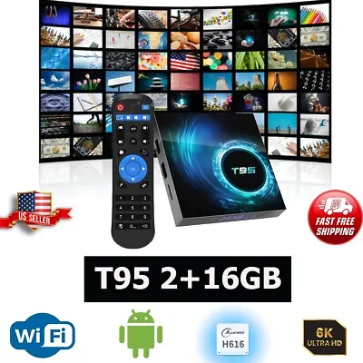 T95 Android TV Box Quad Core 6K WIFI HD 2+16GB Media Stream Player • $31.99