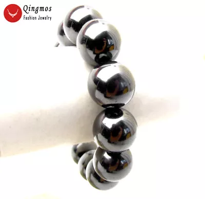 20mm Round Natural Black Hematite Magnet Bracelet For Sleep Stone Jewelry 7.5-9  • $23.69