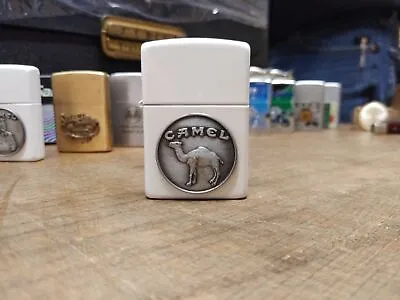 Vtg Unfired 1995 Zippo Pewter Camel Medallion White Matt Cigarette Lighter Minty • £86.73