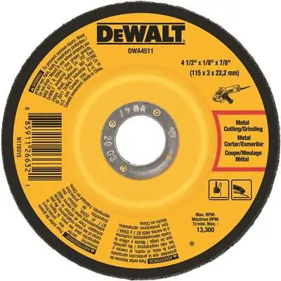 Dewalt CASE (25) DWA4511 4-1/2  X 1/8  X 7/8 Metal Cutting & Grinding Wheels • $38.95