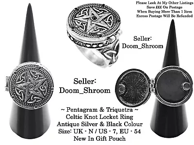 £7.99 • Buy 🔯 Pentagram Triquetra Celtic Knot Vtg Locket Ring Goth Witch Wiccan Poison Gift