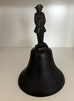 Vintage Cast Iron Hand Bell Colonial Soldier With Rifle 7” High Early American • $12.99