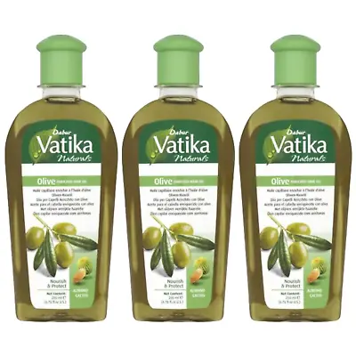 Pack Of 3 200ml Dabur Vatika Olive Enriched Hair Oil Loss Nourish Protect • $14.99
