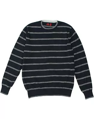 KAPPA Mens Crew Neck Jumper Sweater Large Navy Blue Striped Cotton AH07 • £20.56