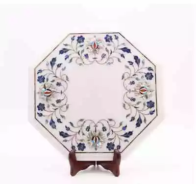 24  White Marble Table Top Center Coffee Inlay Pietra Dura Mosaic Decor H31 • $805