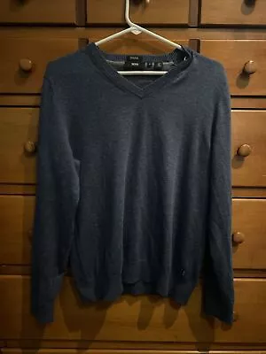 Hugo BOSS Wool Sweater Mens Medium Blue Regular Fit Cotton Wool (j2) • $30.22