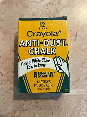 1 Box Of 12 Vintage Crayola White Anti Dust Chalk Box Binney & Smith • $12