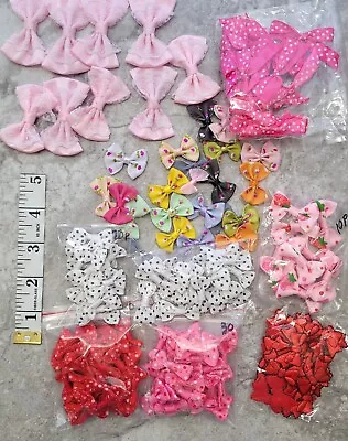 150+ Lot Mix Mini Cute Satin & Fabric Ribbon BOWS + Hair Barrete Craft Doll Pet+ • $11.85