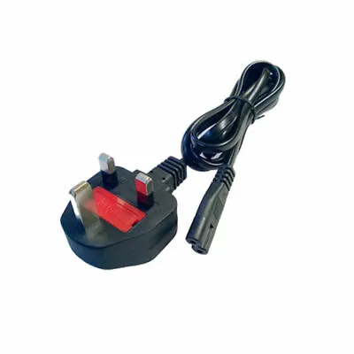 Black F-8 FIGURE EIGHT 2-PRONG MAINS POWER CHARGER ADAPTER LEAD CABLE UK PLUG. • £4.92