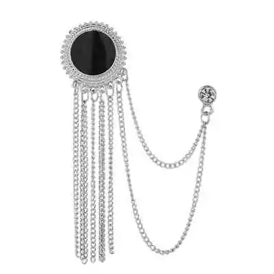 Rhinestone Crystal Brooch Men's Suit Shirt Collar Tassel Pins Accessories • £7.99