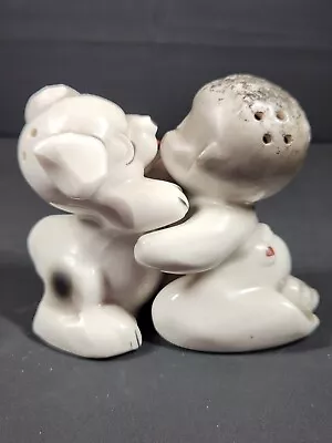 Vintage VanTellingen Boy And Puppy Dog Hugger Salt And Pepper Shakers • $22