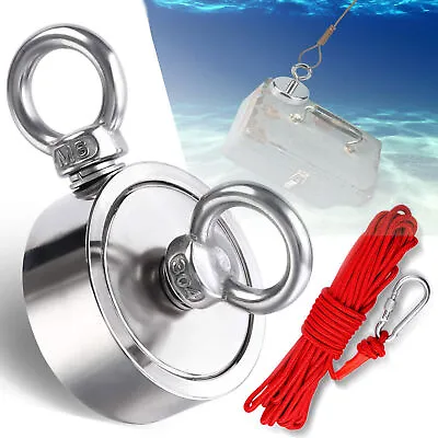 UPTO 1800 Lbs Fishing Magnet Kit Pull Force Strong Neodymium + Carabiner+ Rope • $31.99