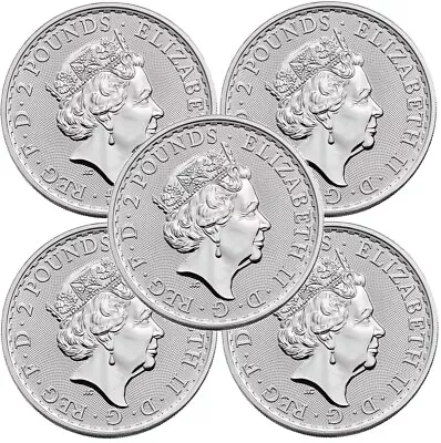 Lot Of 5 - 2022 United Kingdom 2 Pound Silver Britannia .999 1 Oz BU - IN STOCK • $172.67