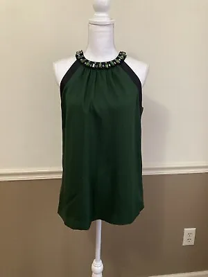 Michael Kors Women's Tank Top MEDIUM Green Beaded Sleeveless Shirt • $18.50