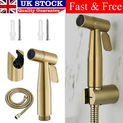 Brushed Gold Stainless Steel Hand Held Shower Head Bidet Spray Toilet Shattaf UK • £17.89