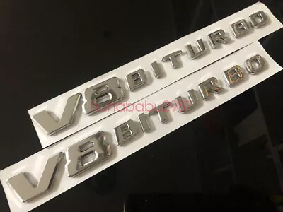 $17.99 • Buy 2x V8 Biturbo AMG Chrom Emblem For Mercedes Benz C63 E63 G63 CLS63 ML63 SL63