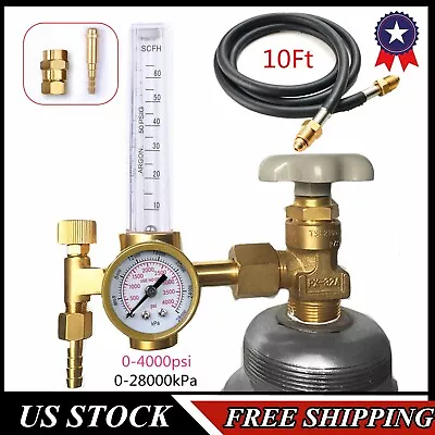 Argon CO2 Mig Tig Flow Meter Regulator Welding Gas Welder Gauge With 10'Gas Hose • $30.98