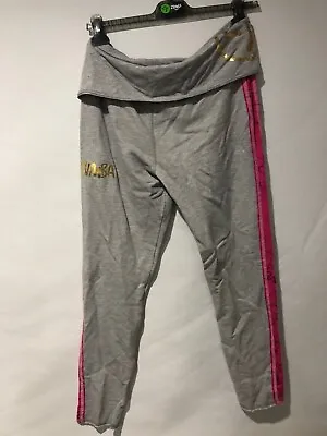 Ladies Grey Gold Pink Sweat Gym Pants Zumba Trousers Dance SIZE Large 12-14 • £11.49