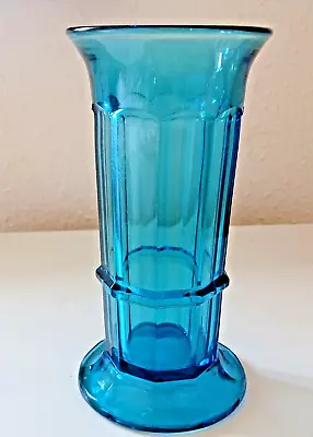 Davidso Art Deco Crystal Blue Large Glass Vase  ( Pat 279 ) • £10.99