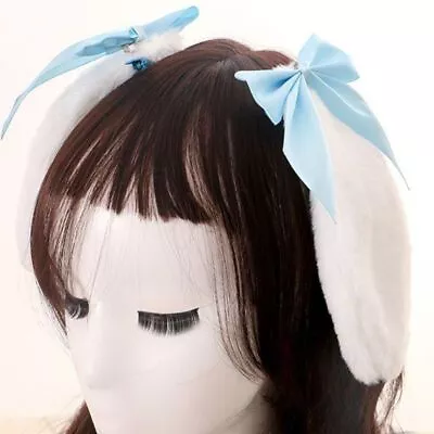 Bunny Plush Hair Clip - Women's Adorable Ribbon Bowknot Lop Ears Hairpin Cosplay • £13.32