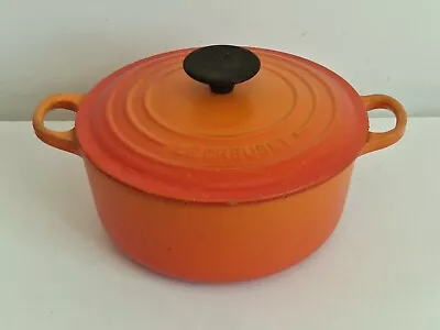 Vintage Le Creuset Casserole Dish Size 20 Made In France Orange Volcanic Red • £49.99