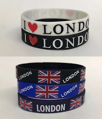 London Union Jack Rubber Silicone Men’s Women’s  Bracelet Wristband • £2.59