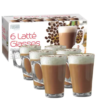 New 6Pk Latte Glass 240ml Coffee Cappucino Tea Cafe Latte Mugs Glasses Cups Home • £8.95