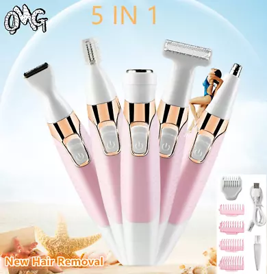 New 5 IN 1 Pluxy Hair Removal For Face Body Women Face Epilator Rechargeable AU • $35.20