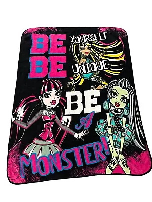 2013 Y2K Monster High Fleece Throw Blanket  Be Yourself Be Unique 57 X 44 In • $24.50