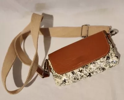 Nahui Ollin Handbag Brown Leather Cupid Wrapper Purse Crossbody Wallet Clutch • $15