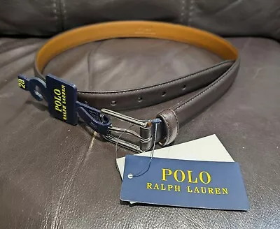 BNWT Genuine Polo Ralph Lauren Fall Brown W28” Leather Belt With Nickel Buckle • £49.99