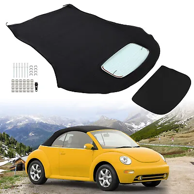 Black Convertible Soft Top Heated Glass Window For Volkswagen Beetle 2003-2010 • $339.49