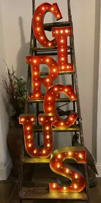 Vintage Circus Fairground Large 33 Cm. Metal LED Alphabet Letters A To Z • £26