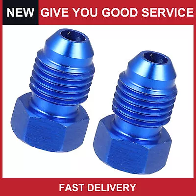 Universal Car AN4 Male Flare Bolt Plug End Cap Lock Nut Fitting Blue Pack Of 2 • $12.54