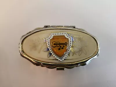 Vintage Nashville Music City Pocket Ashtray/pill Box Guitar Floral  Silver 2  L • $10