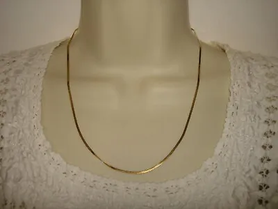 Vintage 14k Gold Italy Heringbone Chain Necklace 20  L / 1.54mm Wide / 2.3 Grams • $138.99