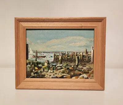 Small Oil Painting Harbour View Signed • £55